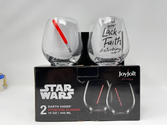 Disney Star Wars Obi-Wan Kenobi and Darth Vader Stemless Wine glasses Set of 4 - Picture 3 of 6
